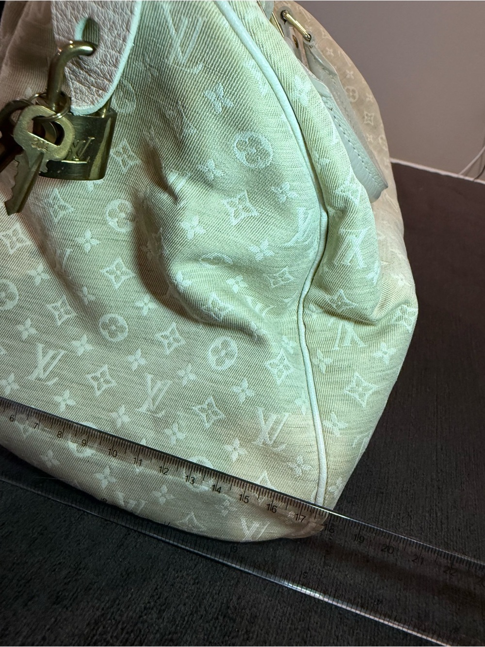 Louis Vuitton Beige and White Monogram Satchel - Picture 9 of 10